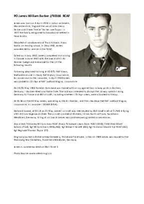 A preview of a PDF biography for Barber, James William